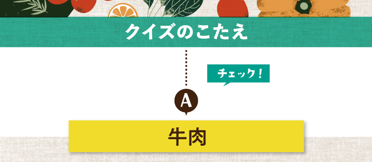 クイズのこたえをチェック！ 答えは牛肉