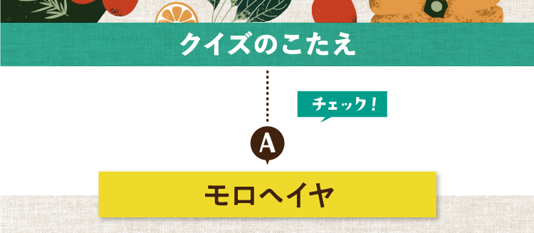 クイズのこたえをチェック！ 答えはモロヘイヤ