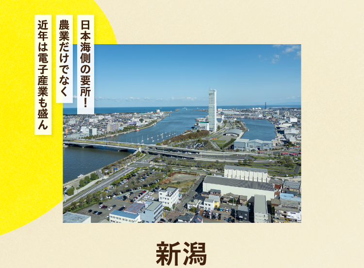 日本海側の要所！農業だけでなく近年は電子産業も盛ん 新潟